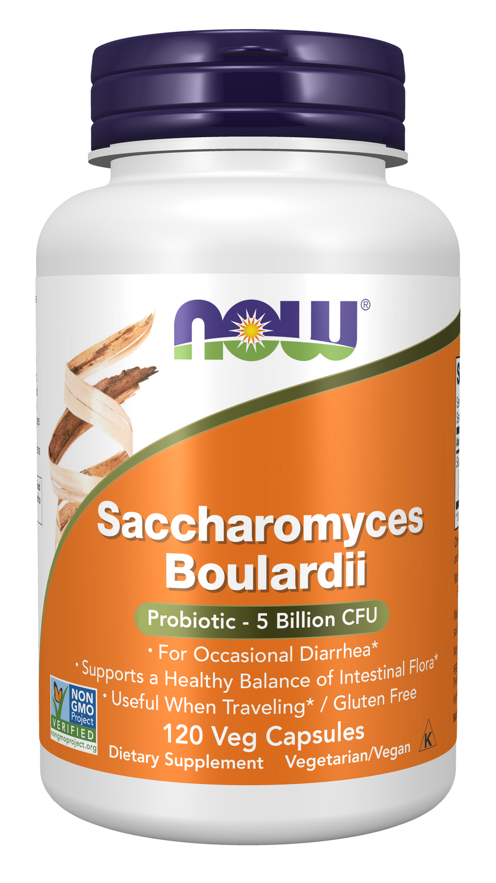 NOW Supplements, Saccharomyces Boulardii, 5 Bil CFU Probiotic, 120 Veg Caps — product image