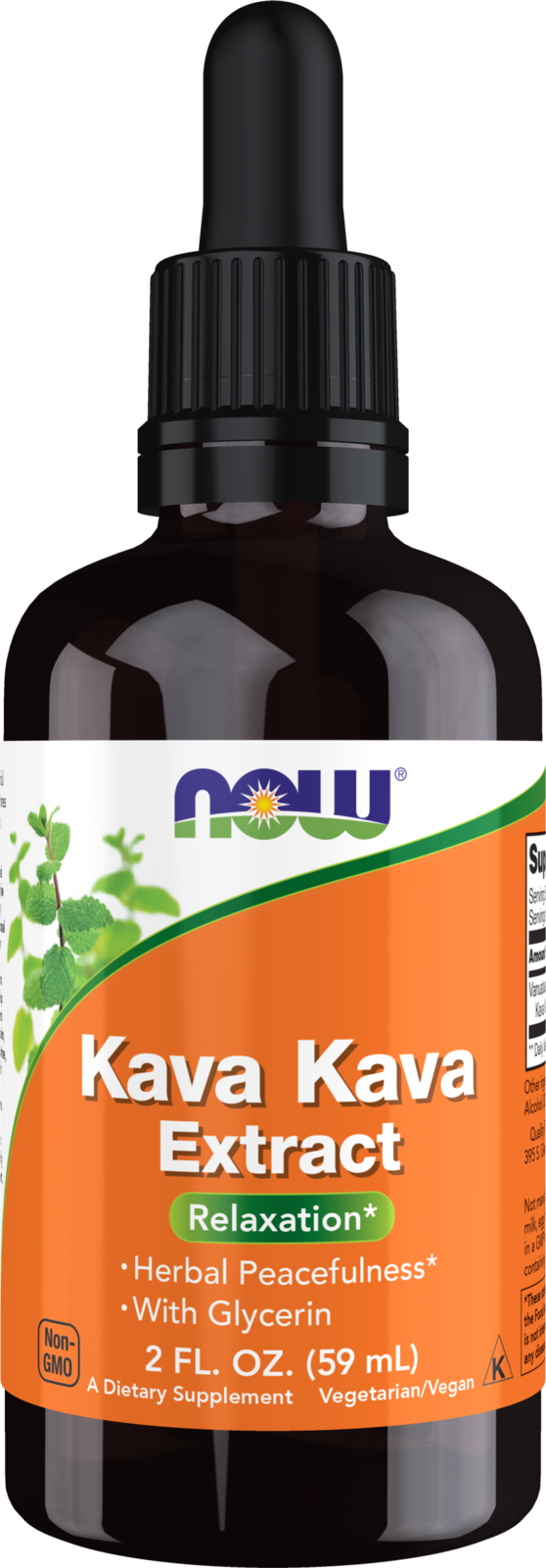 NOW Supplements, Kava Kava Liquid Extract, Glycerin, Dropper Included, 2 oz — product image