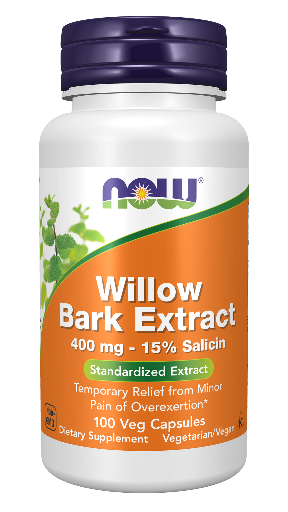 NOW Supplements, White Willow Bark 400 mg with 15% Salicin, 100 Veg Caps — product image