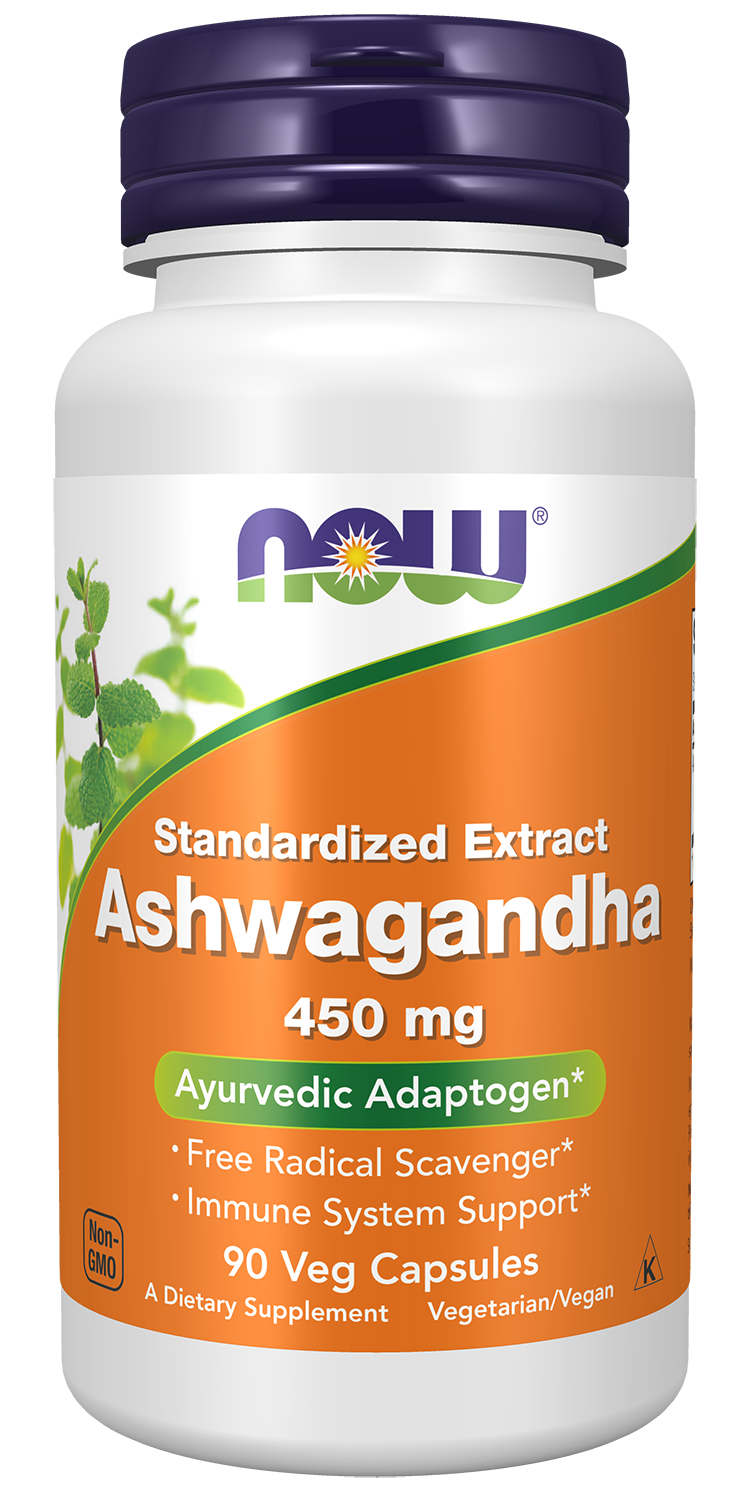 NOW Supplements, Ashwagandha 450 mg (Standardized Extract), 90 Veg Caps — product image