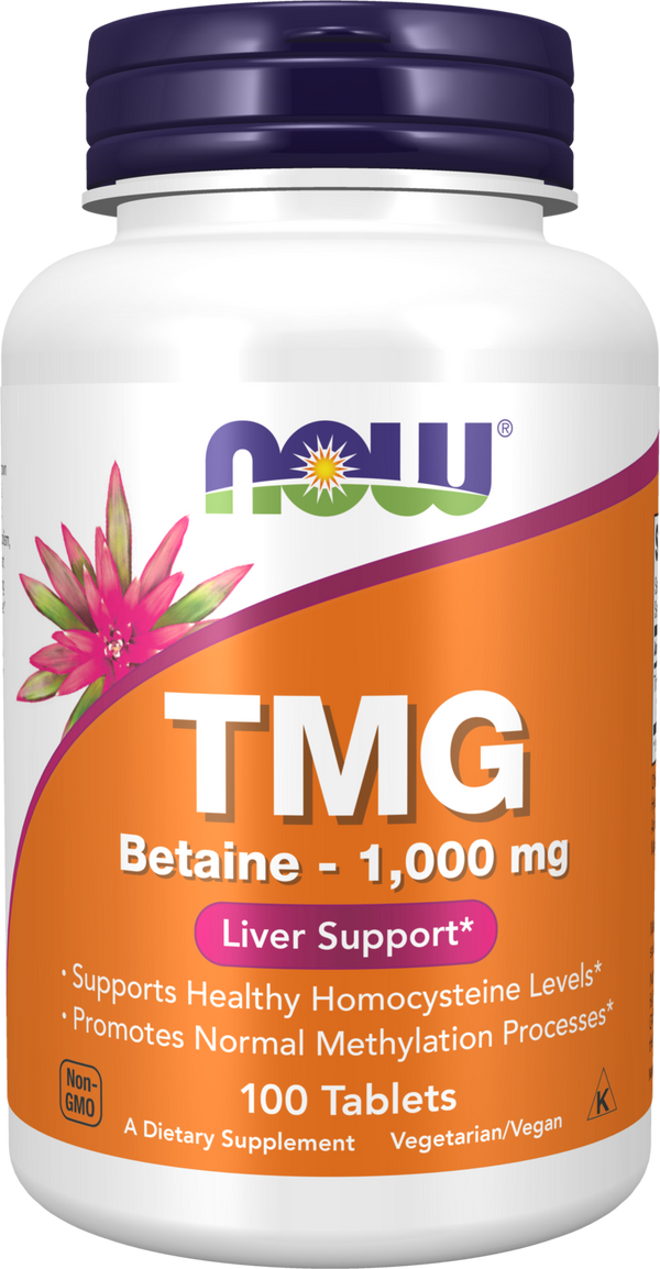 NOW Supplements, TMG Betaine 1,000 mg, Liver Support*, 100 Tabs — product image