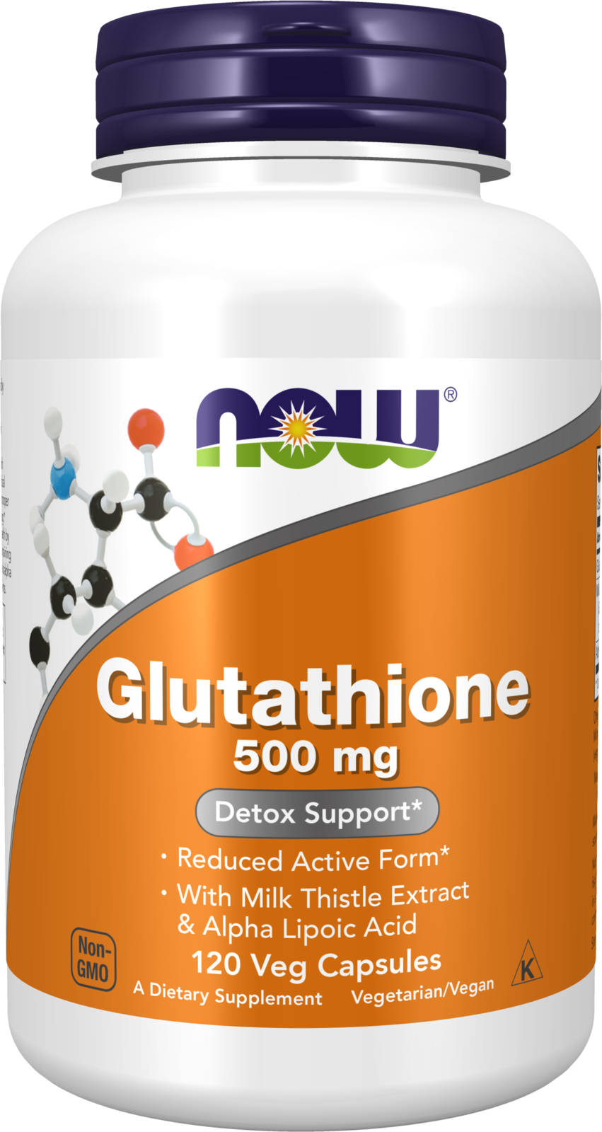 NOW Supplements, Glutathione 500 mg, Detoxification Support*, 120 Veg Caps — product image