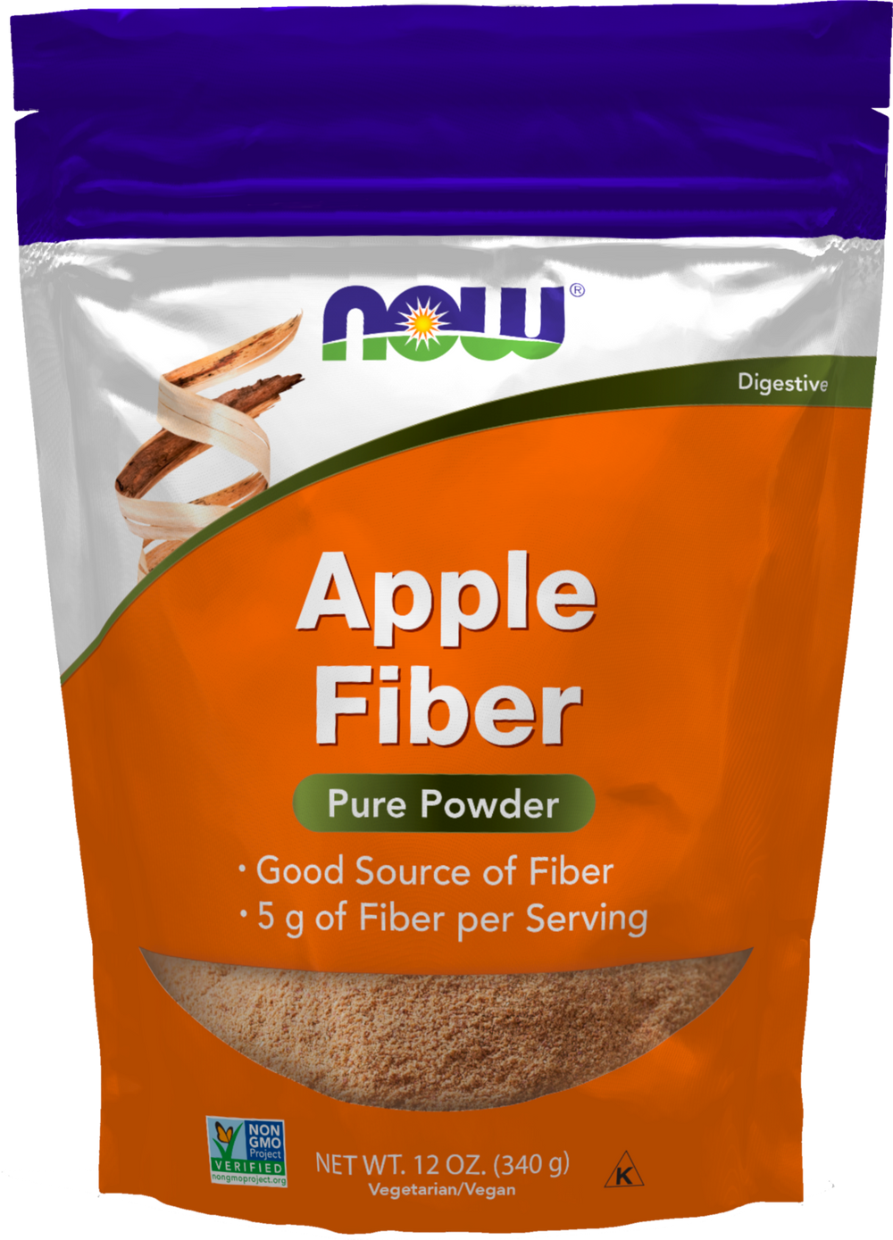 NOW Supplements, Apple Fiber Powder,  Non-GMO Project Verified, 12 oz — product image
