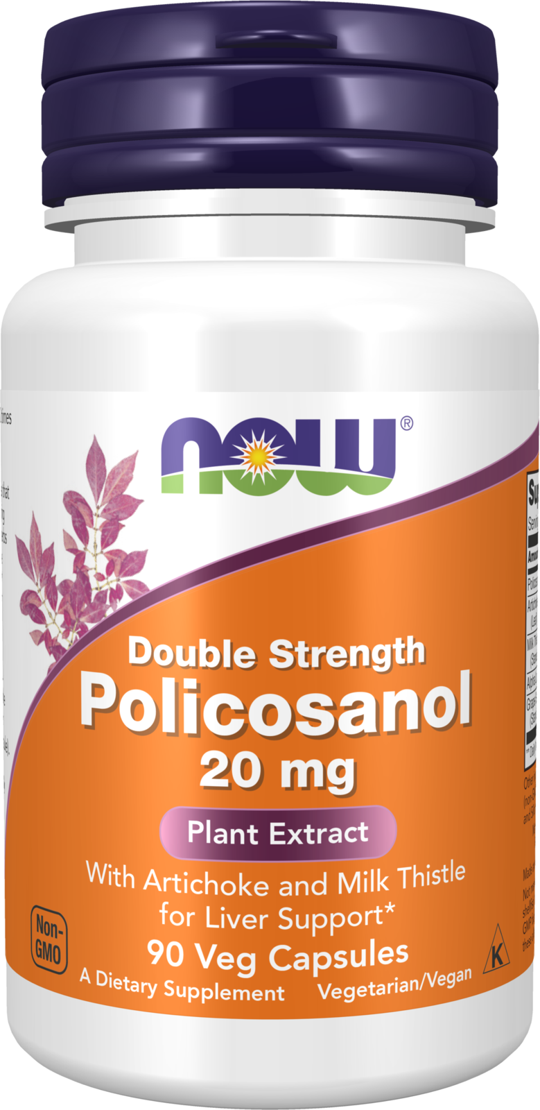 NOW Supplements, Policosanol 20 mg, Blend of LCFAs , 90 Veg Caps — product image