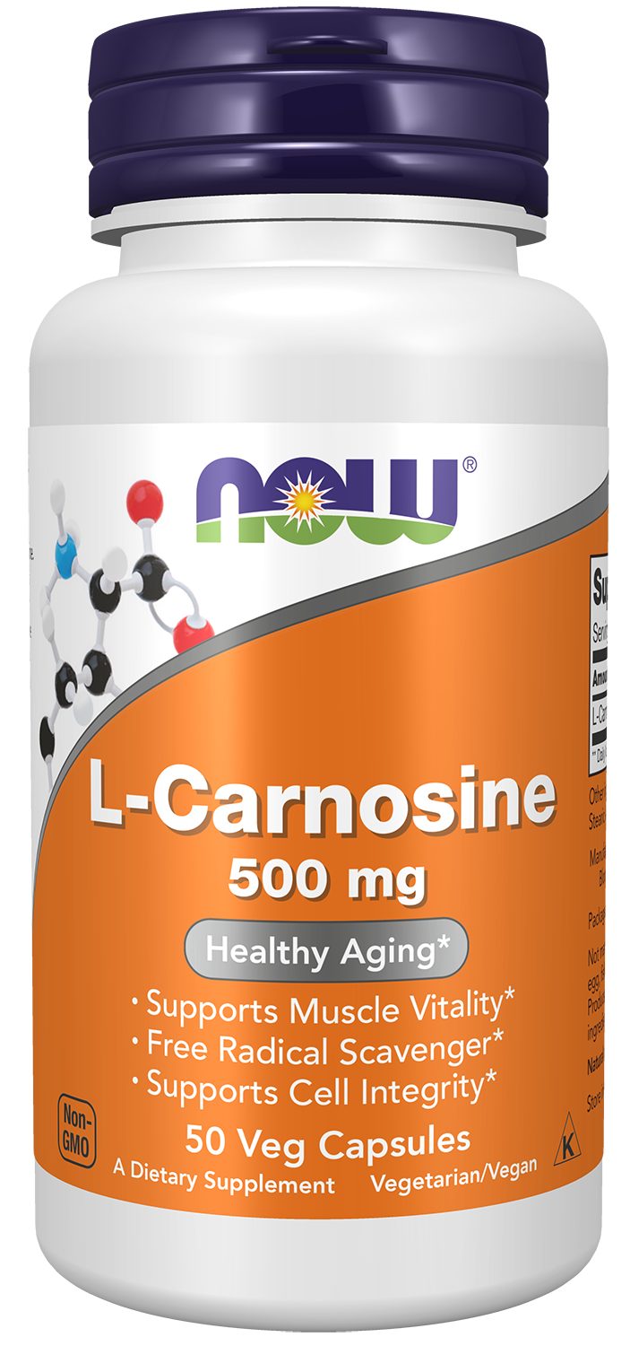 NOW Supplements, L-Carnosine 500 mg, Healthy Aging*, 50 Veg Caps — product image