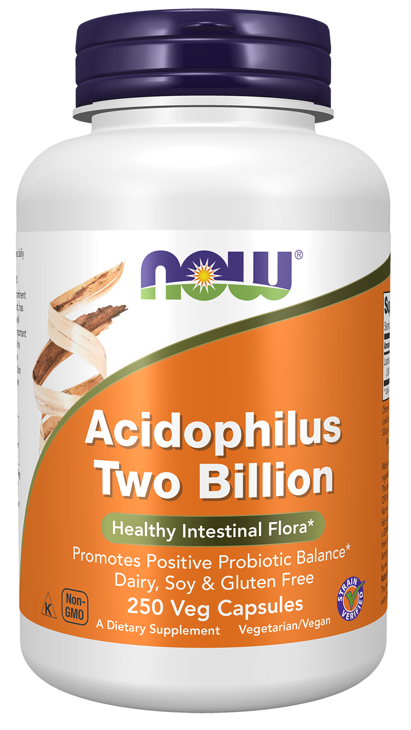 NOW Supplements, Acidophilus, 2 Billion, Probiotic, 250 Veg Caps — product image