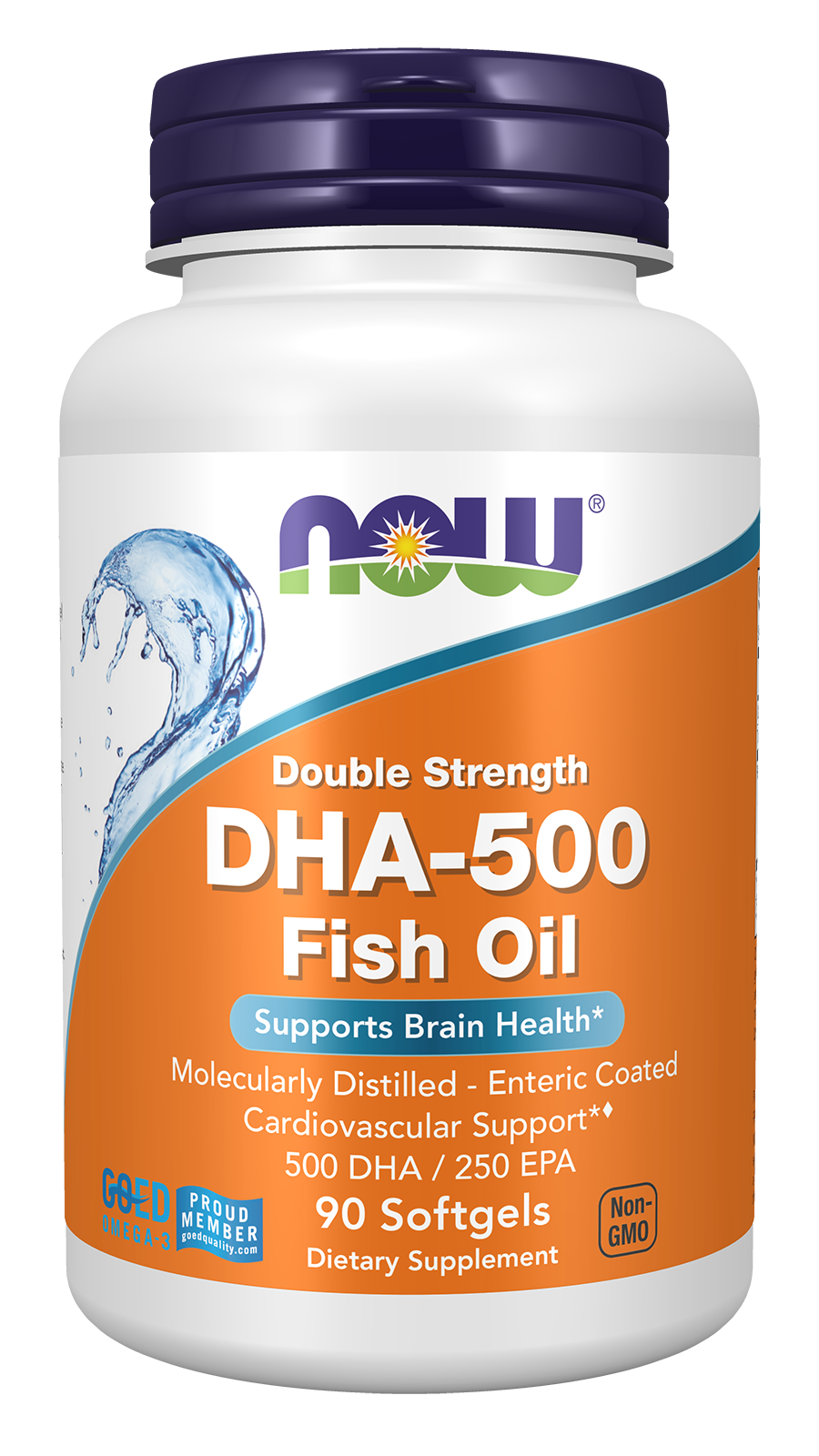 NOW Supplements, DHA-500 with 250 EPA, Molecularly Distilled, 90 Softgels — product image