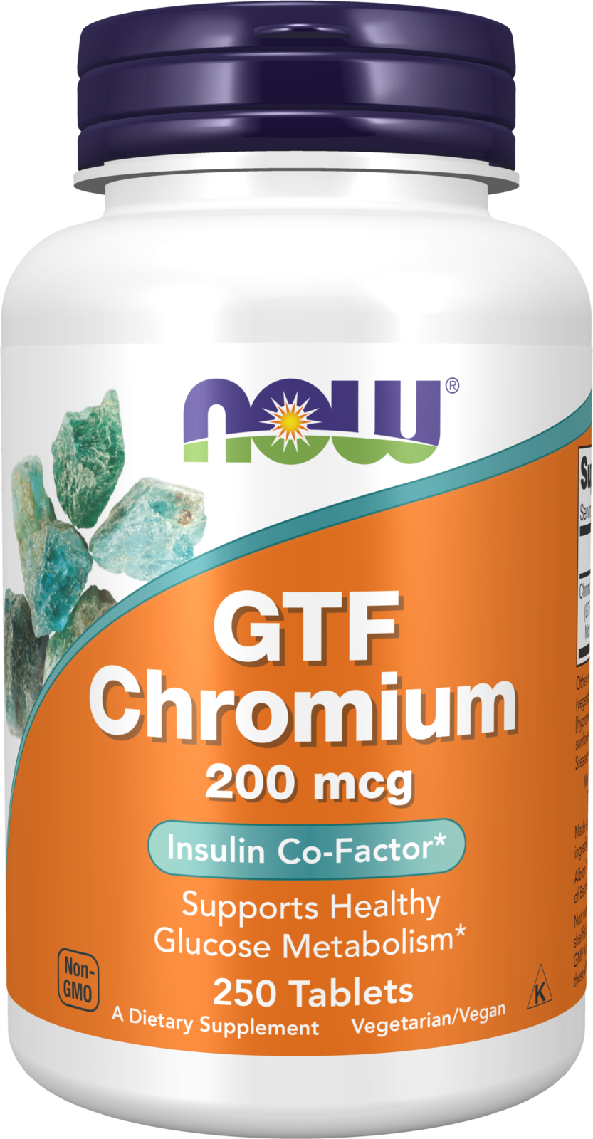 NOW Supplements, GTF (Glucose Tolerance Factor) Chromium 200 mcg, 250 Tabs — product image