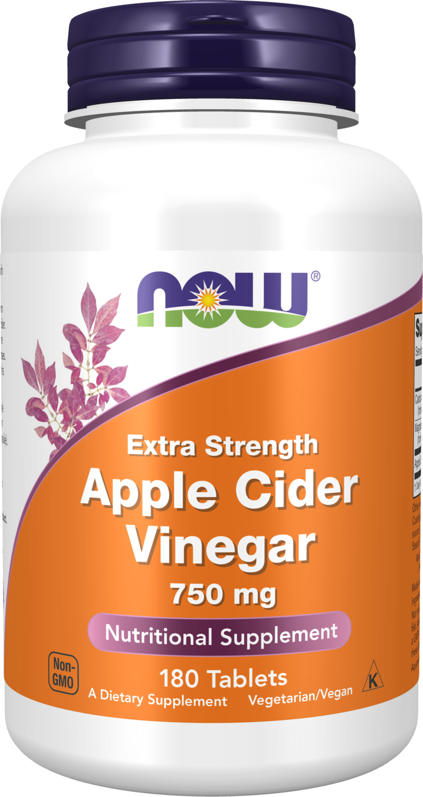 NOW Supplements, Apple Cider Vinegar 750 mg, Extra Strength, 180 Tabs — product image