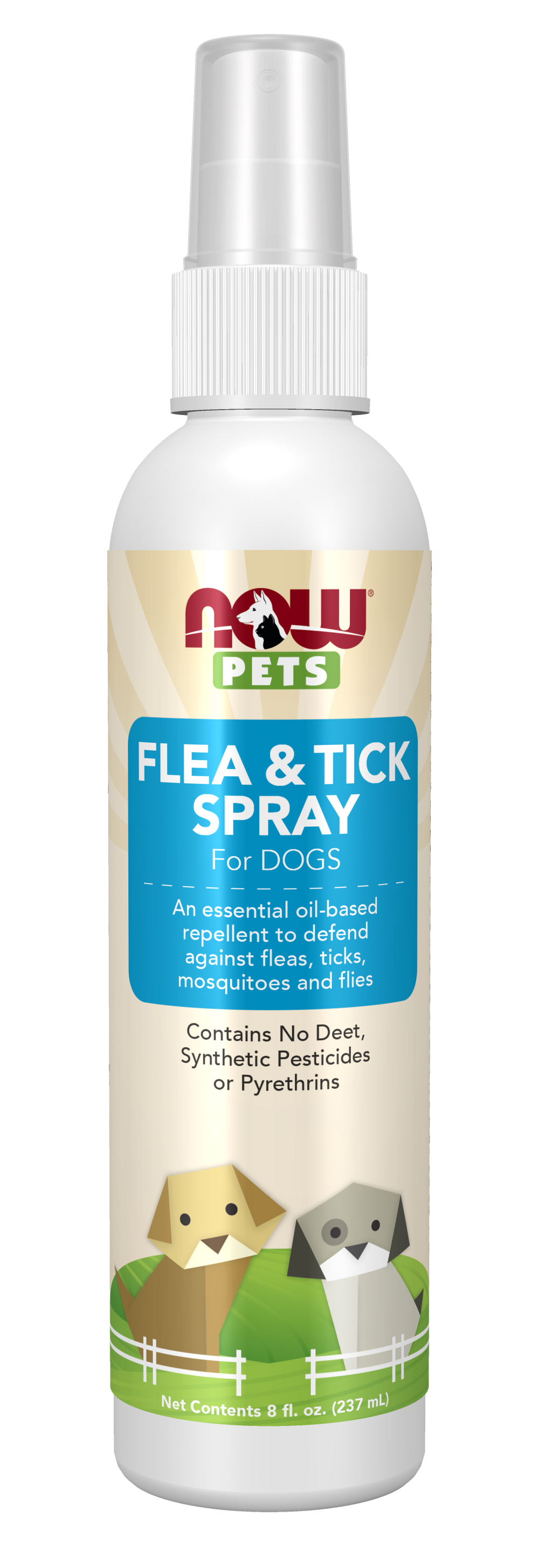 NOW Pet Health, Flea and Tick Spray For Dogs, Essential Oils, 8-Ounce — product image