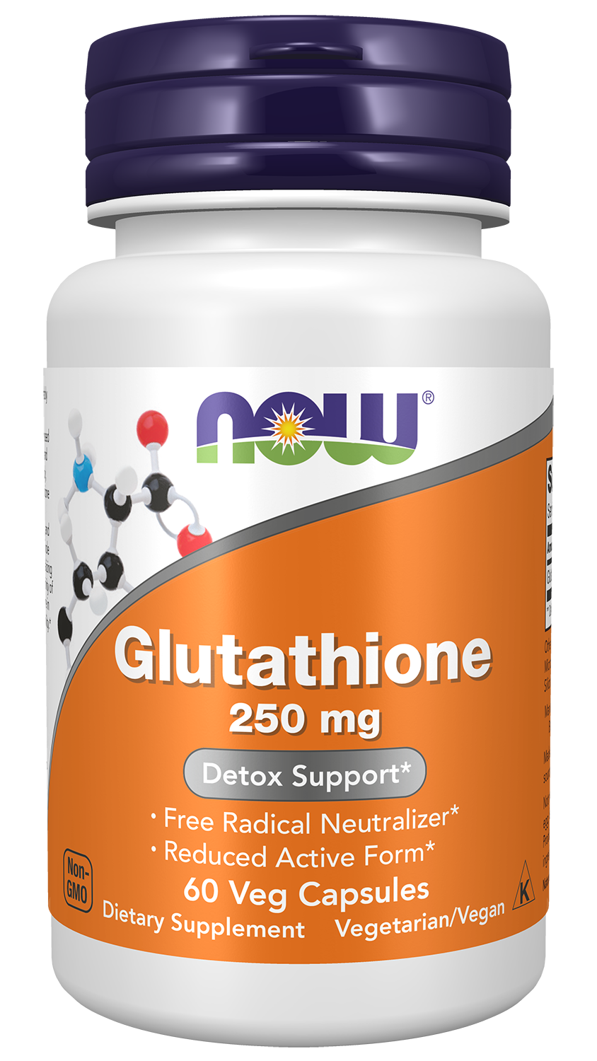 NOW Supplements, Glutathione 250 mg, Detoxification Support*, 60 Veg Caps — product image