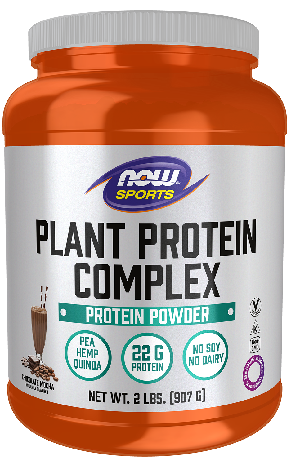 NOW Sports, Plant Protein Complex  22 g, Chocolate Mocha, 2 lbs — product image