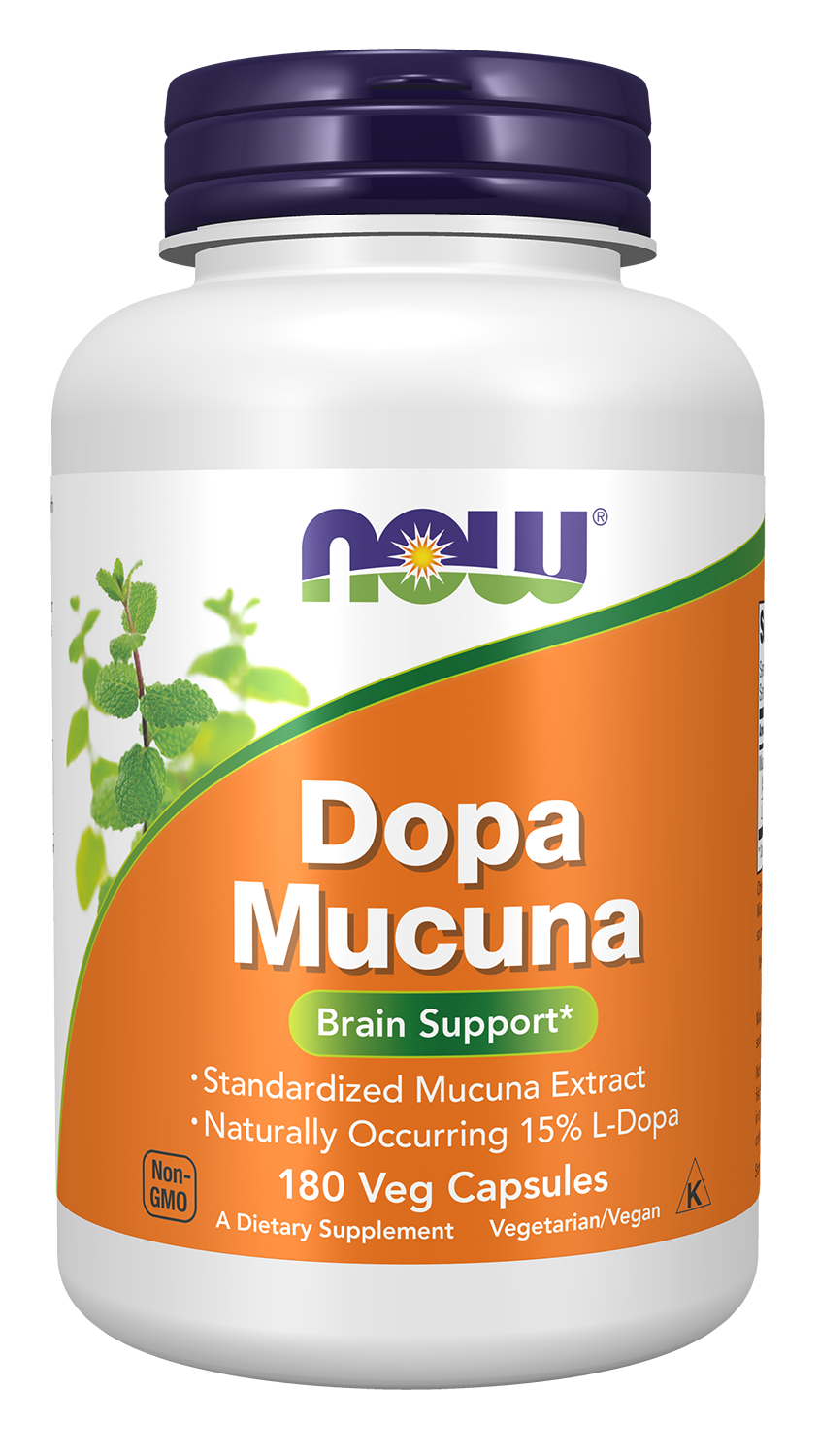 NOW Supplements, DOPA Mucuna, Standardized Mucuna Extract, 180 Veg Caps — product image