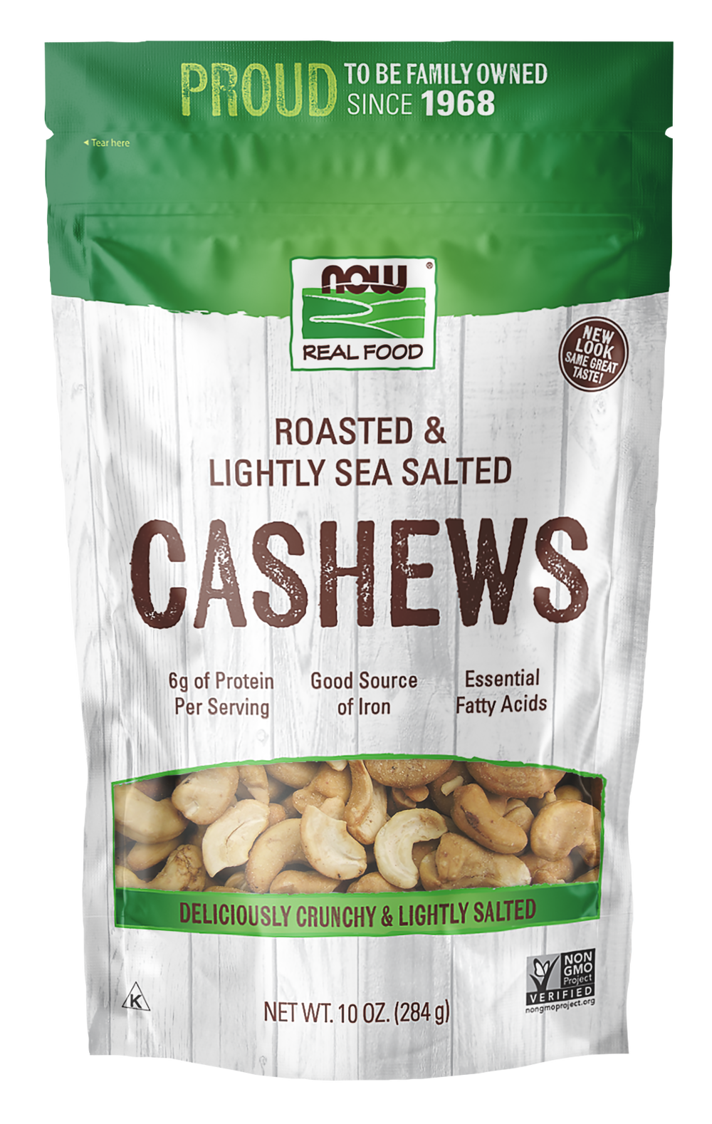 NOW Foods, Cashews, Roasted, Salted, Rich Buttery Flavor, 10 oz — product image
