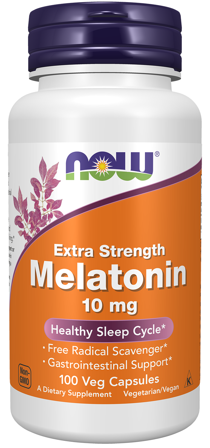 NOW Supplements, Melatonin, Extra Strength 10 mg, 100 Veg Caps — product image