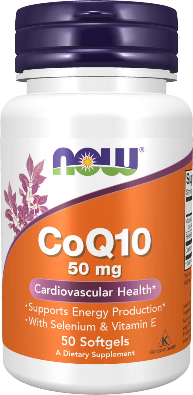 NOW Supplements, CoQ10 50 mg, with Selenium and Vit E, 50 Softgels — product image