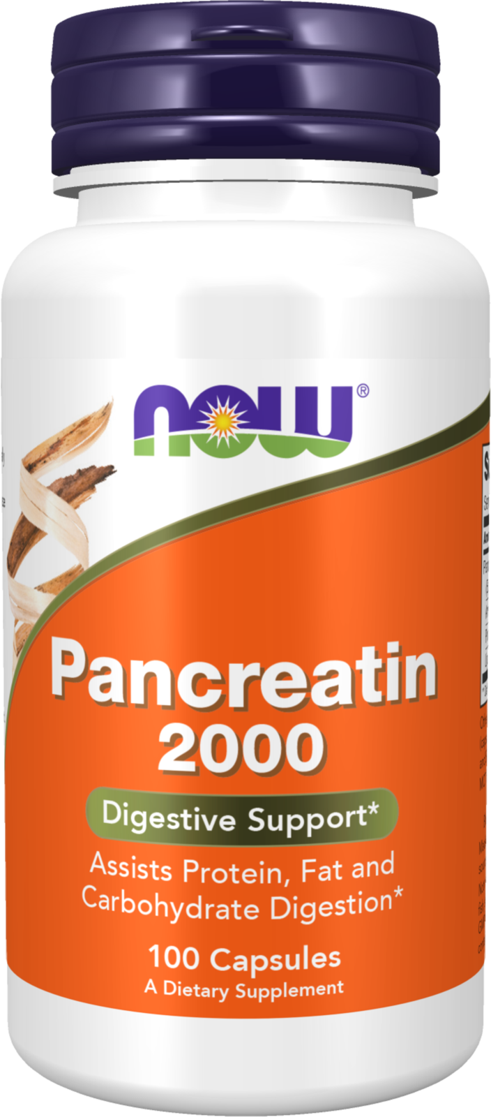 NOW Supplements, Pancreatin 10X 200 mg, Digestive Support*, 100 Caps — product image