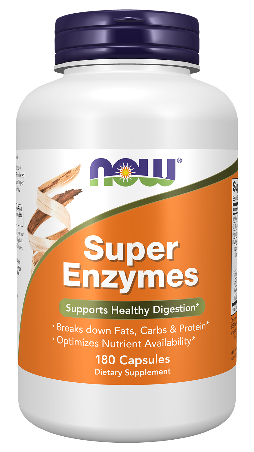 NOW Supplements, Super Enzymes, Bromelain, Ox Bile, Pancreatin, 180 Caps — product image
