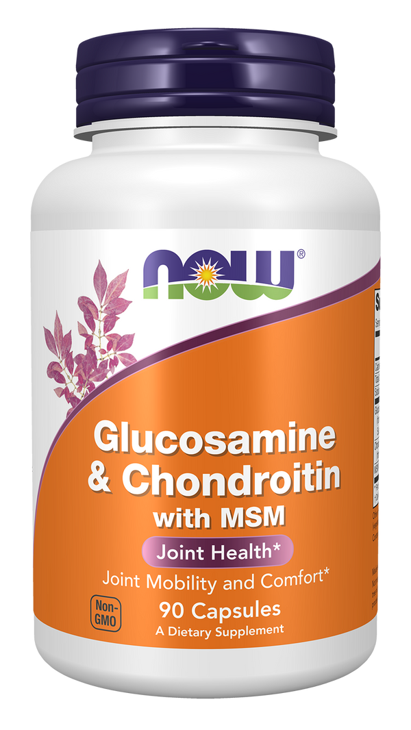 NOW Supplements, Glucosamine & Chondroitin with MSM, 90 Veg Caps — product image