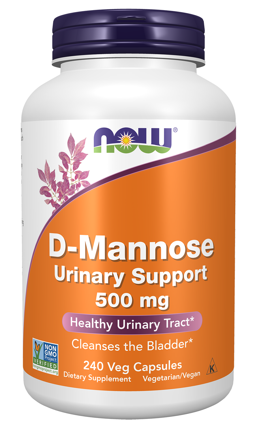 NOW Supplements, D-Mannose 500 mg, Healthy Urinary Tract*, 240 Veg Caps — product image