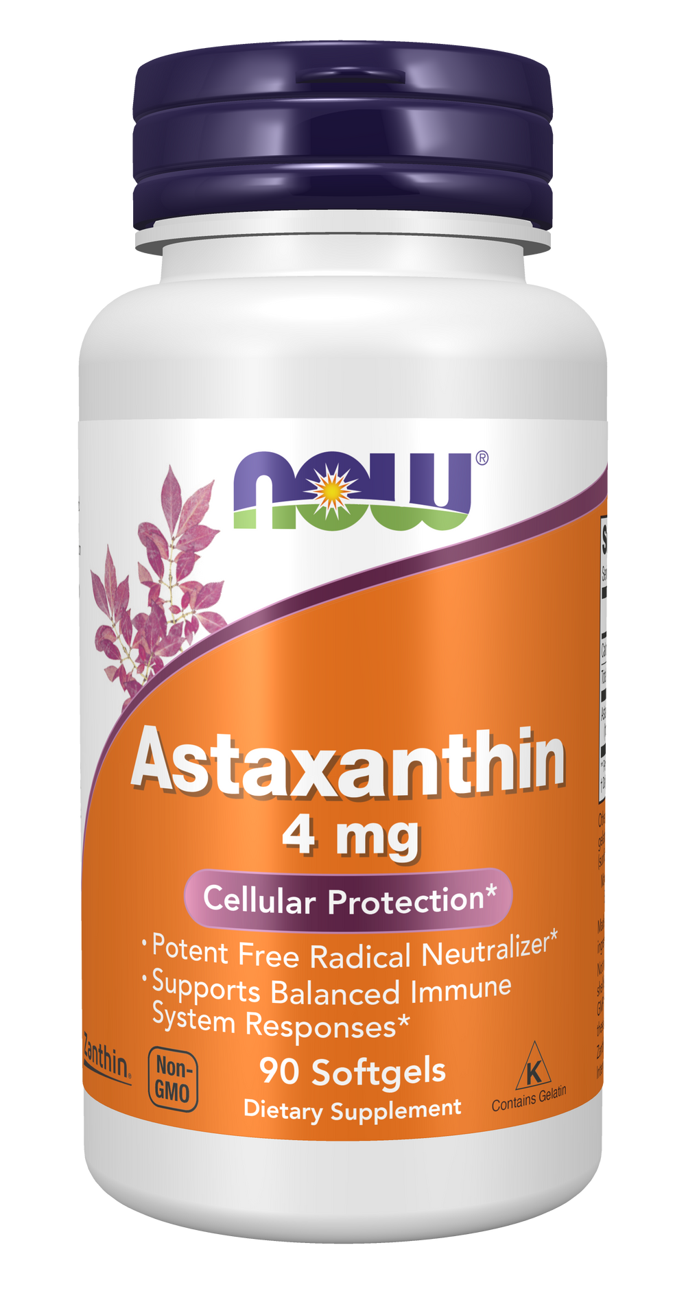 NOW Supplements, Astaxanthin 4 mg, Zanthin®, 90 Softgels — product image