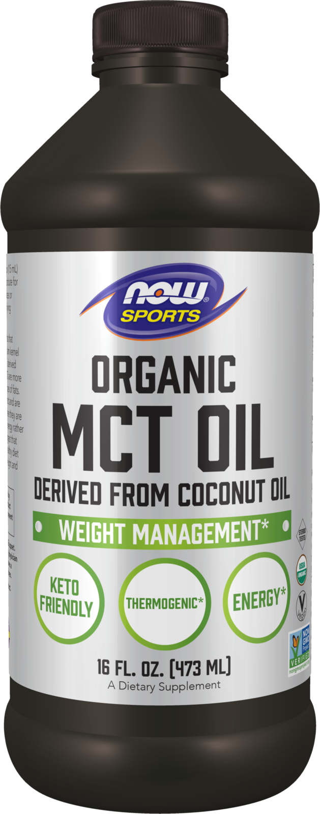 NOW Sports, Organic MCT Oil 14 g, Plastic Bottle,16 fl. oz — product image