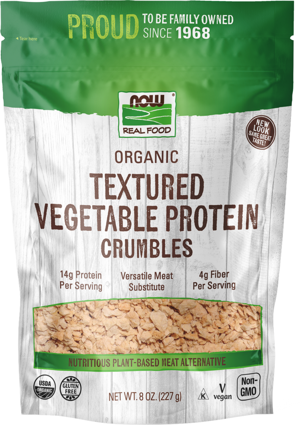 NOW Foods, Organic Textured Vegetable Protein Granules, Versatile, 8 oz — product image