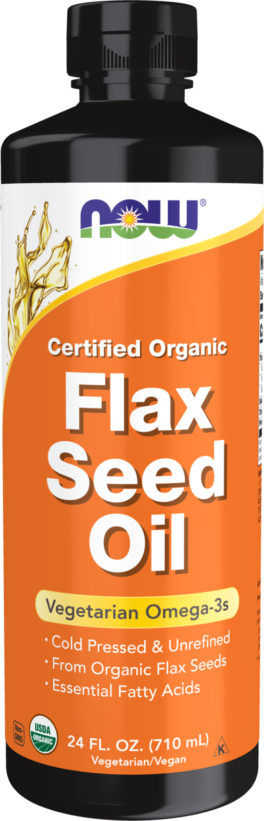 NOW Supplements, Organic Flax Seed Oil Liquid, Unrefined, 24 fl. oz — product image