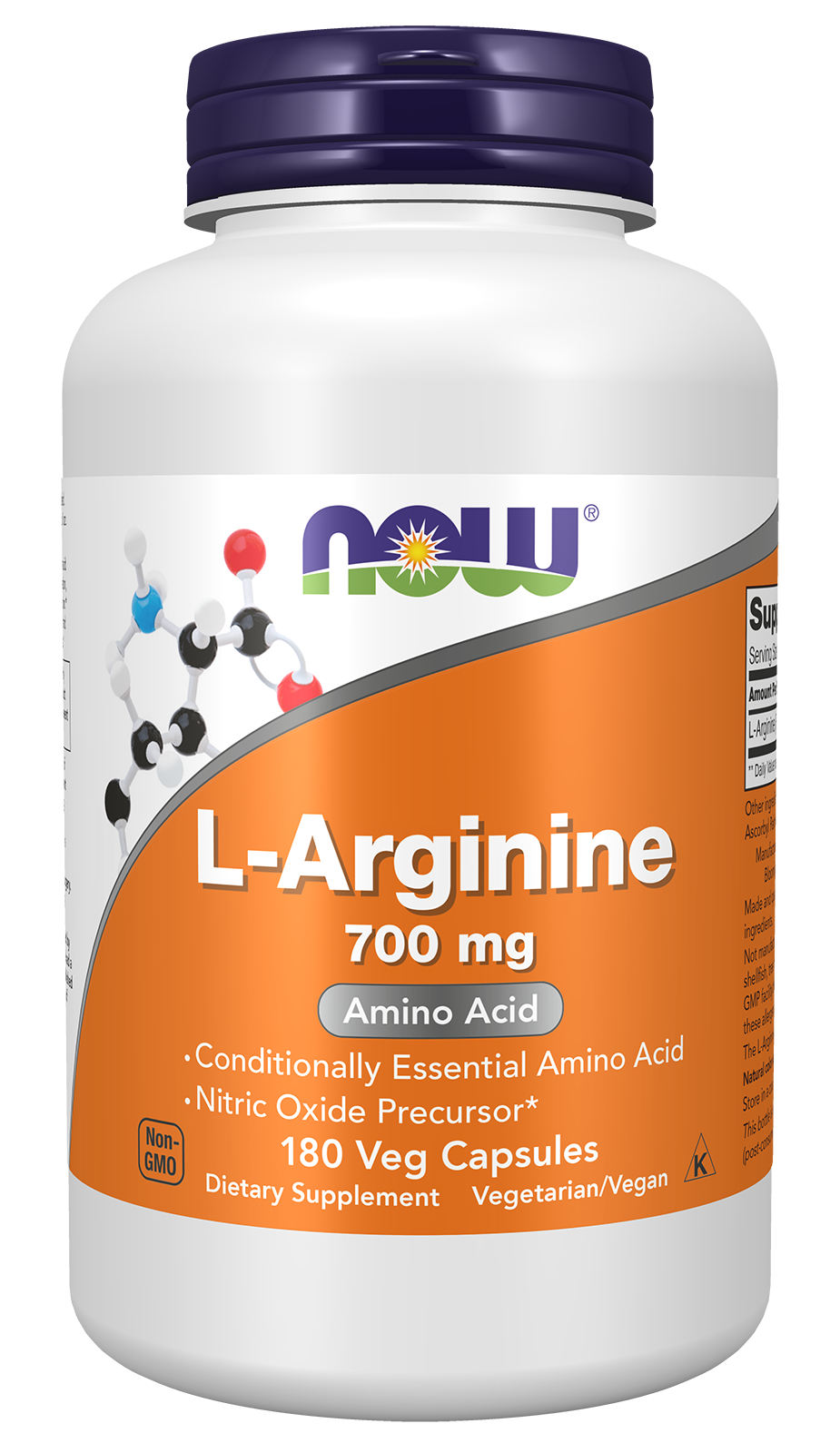 NOW Supplements, L-Arginine 700 mg, Amino Acid, 180 Veg Caps — product image