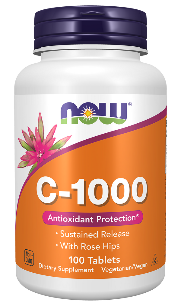 NOW Supplements, Vitamin C-1,000 w/ Rose Hips, Sustained Release, 100 Tabs — product image