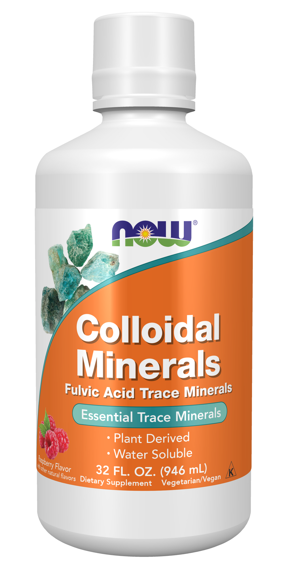NOW Supplements, Colloidal Minerals Liquid, Raspberry, 32 fl. oz — product image