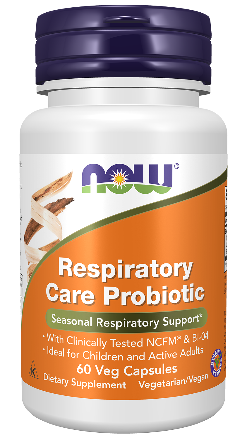 NOW Supplements, Respiratory Care Probiotic, w/ NCFM® & BI-04, 60 Veg Caps — product image