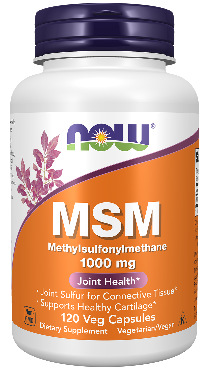 NOW Supplements, MSM 1,000 mg, Joint Health*, 120 Veg Caps — product image