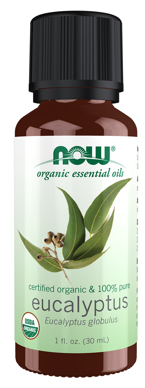 NOW Essential Oils, Organic Eucalyptus Globulus Oil, Steam Dist., 1 fl. oz — product image