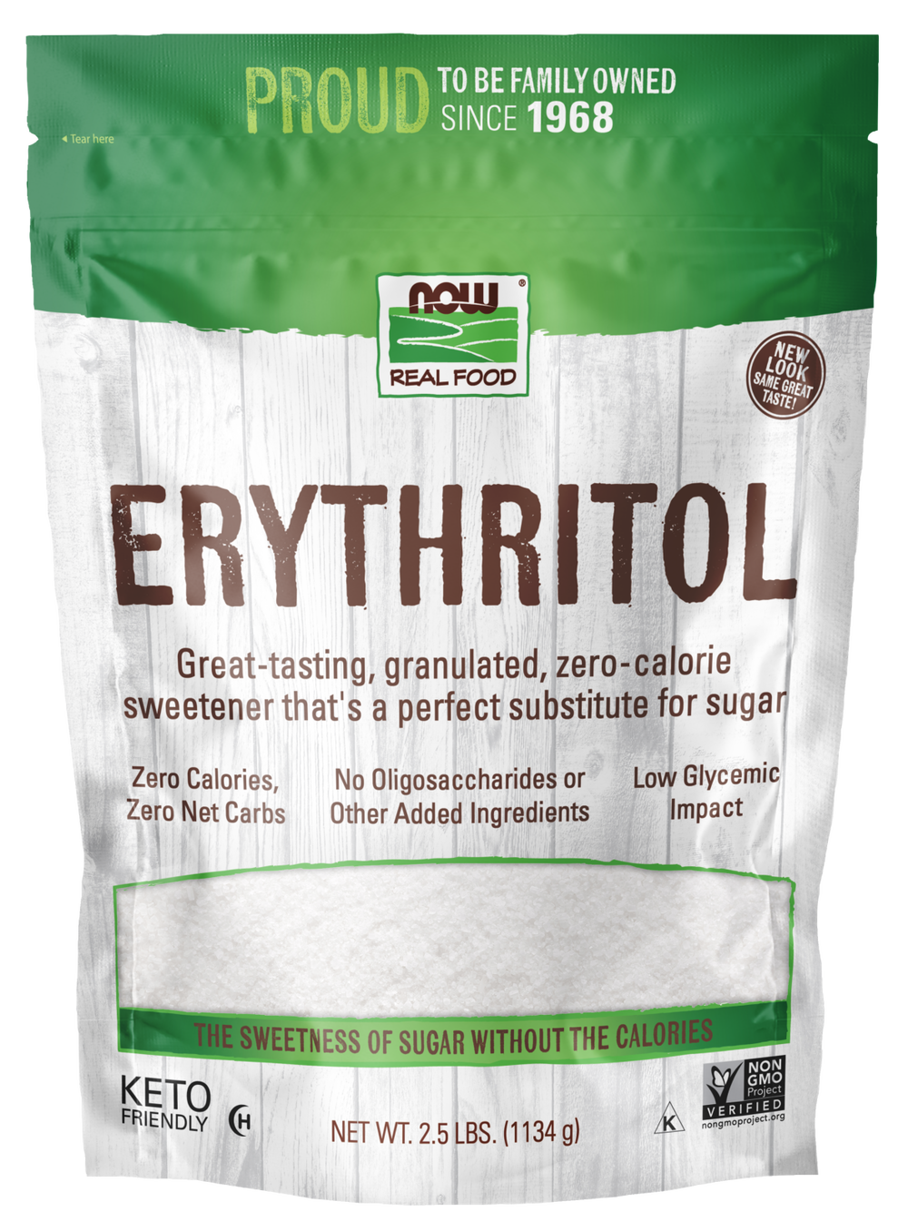 NOW Foods, Erythritol, Zero-Calorie Sweetener, 2.5 lbs — product image