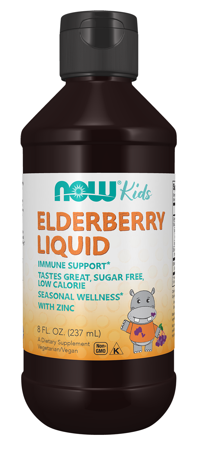 NOW Supplements, Liquid Elderberry for Kids with Zinc, 8 oz — product image