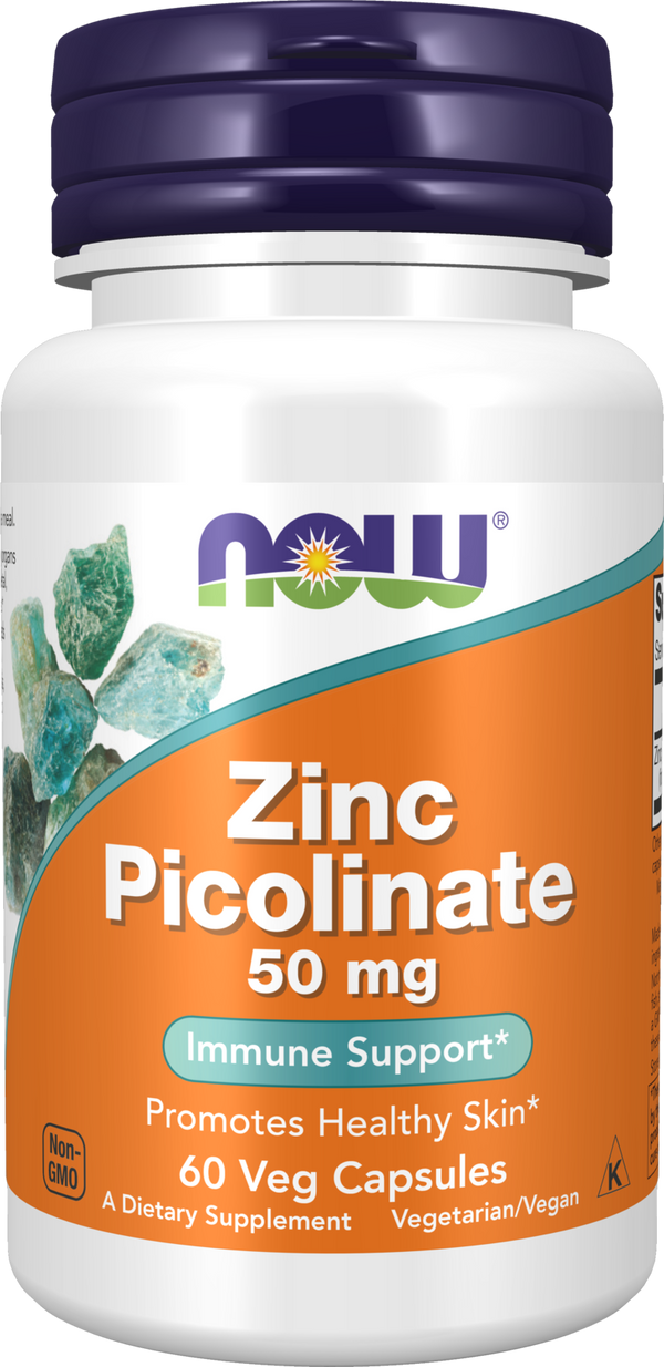 NOW Supplements, Zinc Picolinate 50 mg, Immune Support*, 60 Veg Caps — product image