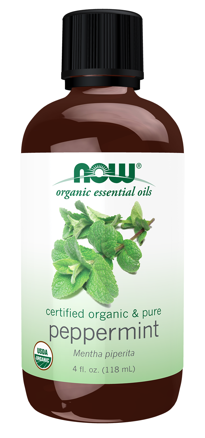 NOW Essential Oils, Organic Peppermint Oil, Steam Dist., Undiluted,4 fl. oz — product image