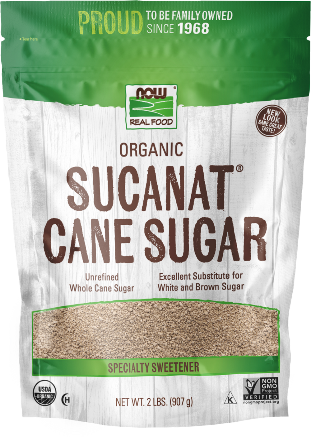NOW Foods, Certified Organic Sucanat® Cane Sugar, 2 lbs — product image