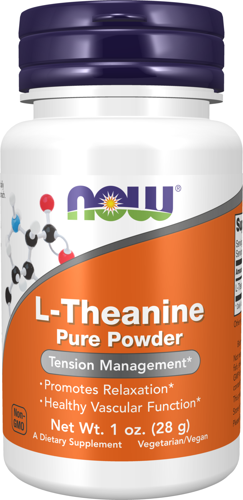 NOW Supplements, L-Theanine Pure Powder, Tension Management*, 1 oz — product image