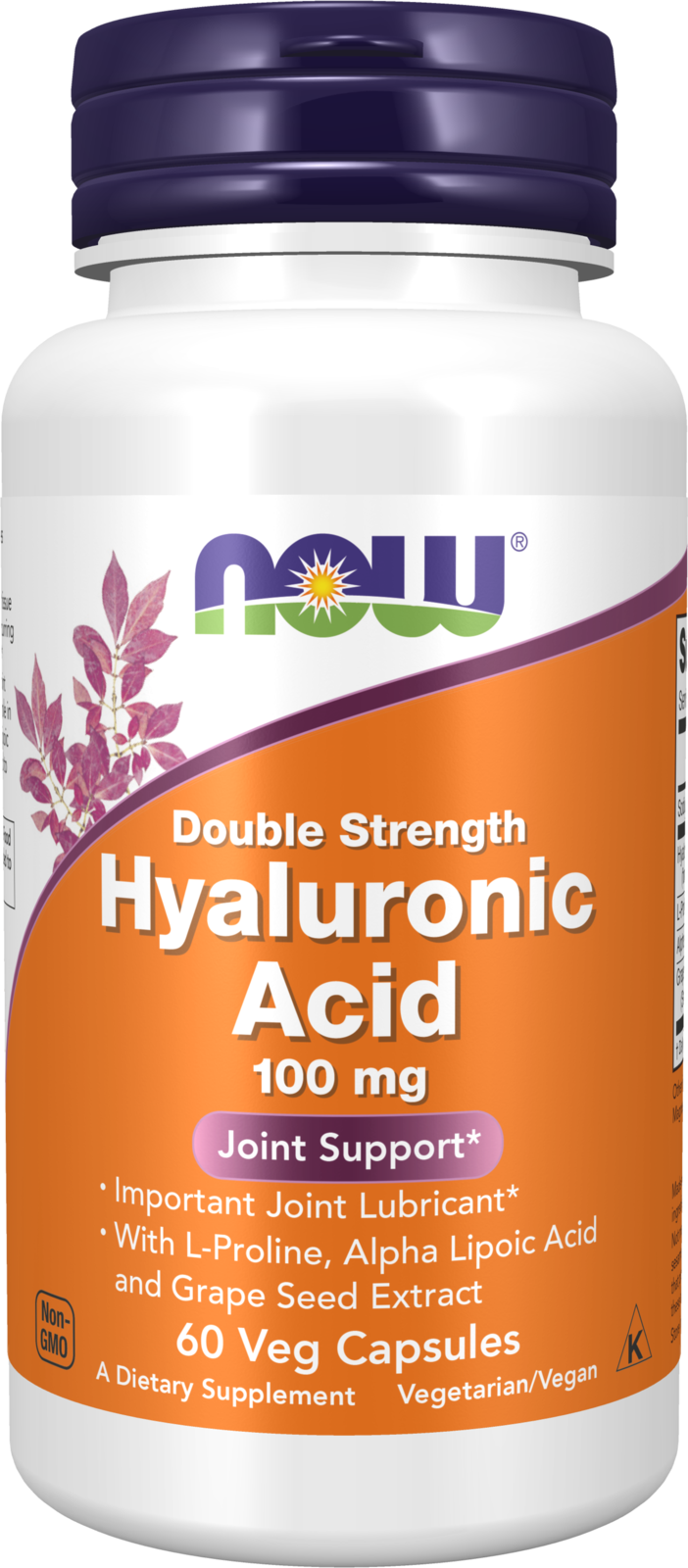 NOW Supplements, Hyaluronic Acid 100 mg, Double Strength, 60 Veg Caps — product image