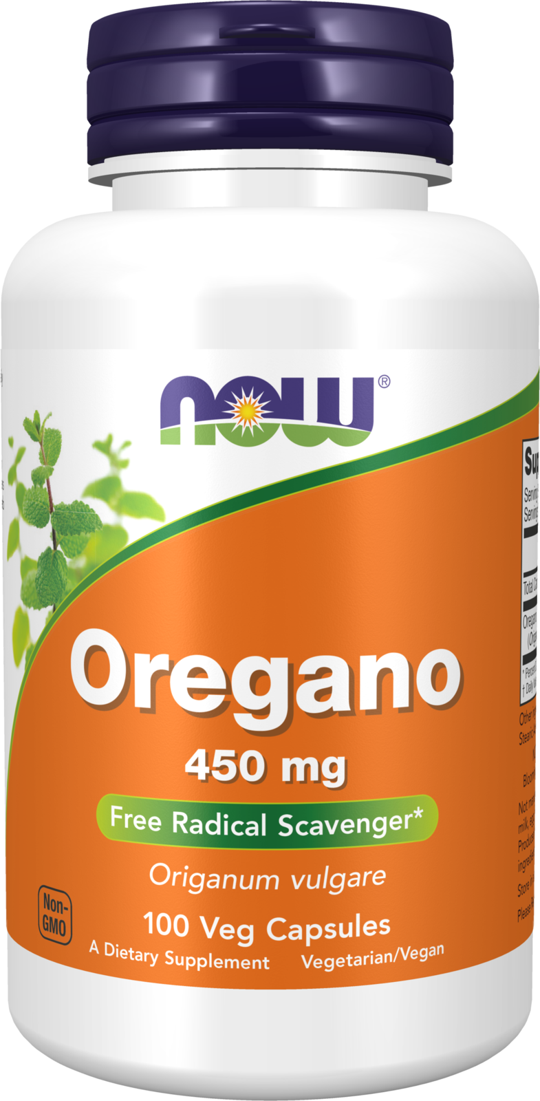 NOW Supplements, Oregano 450 mg, Free Radical Scavenger*, 100 Veg Caps — product image