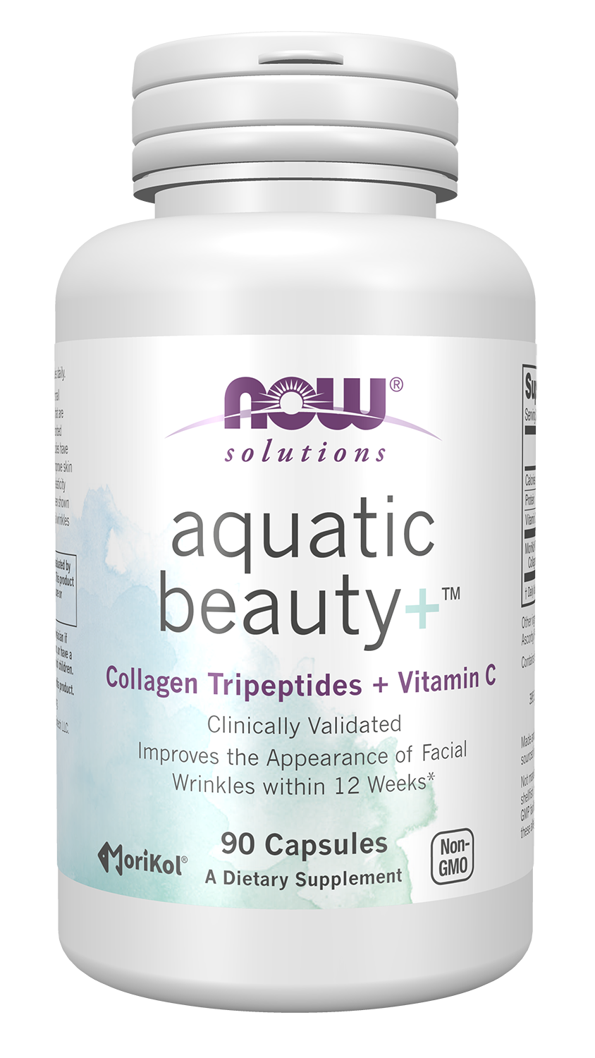 NOW Solutions, Aquatic Beauty+™, Marine Collagen and Vitamin C, 90 Caps — product image