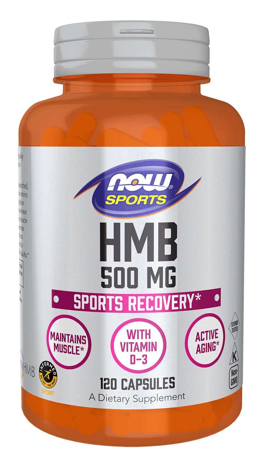 NOW Sports, HMB (β-Hydroxy β-Methylbutyrate) 500 mg, 120 Veg Caps — product image