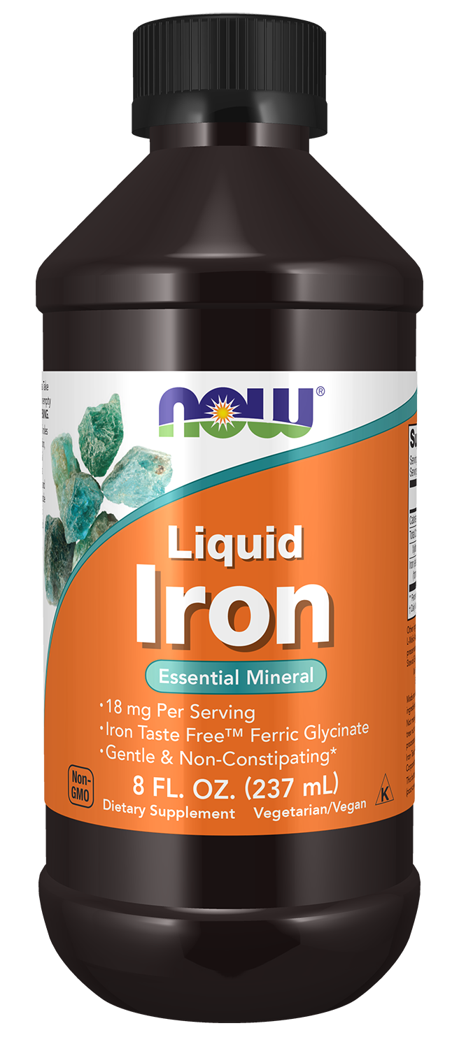 NOW Supplements, Iron Liquid 18 mg per serving, Non-Constipating*, 8 oz — product image