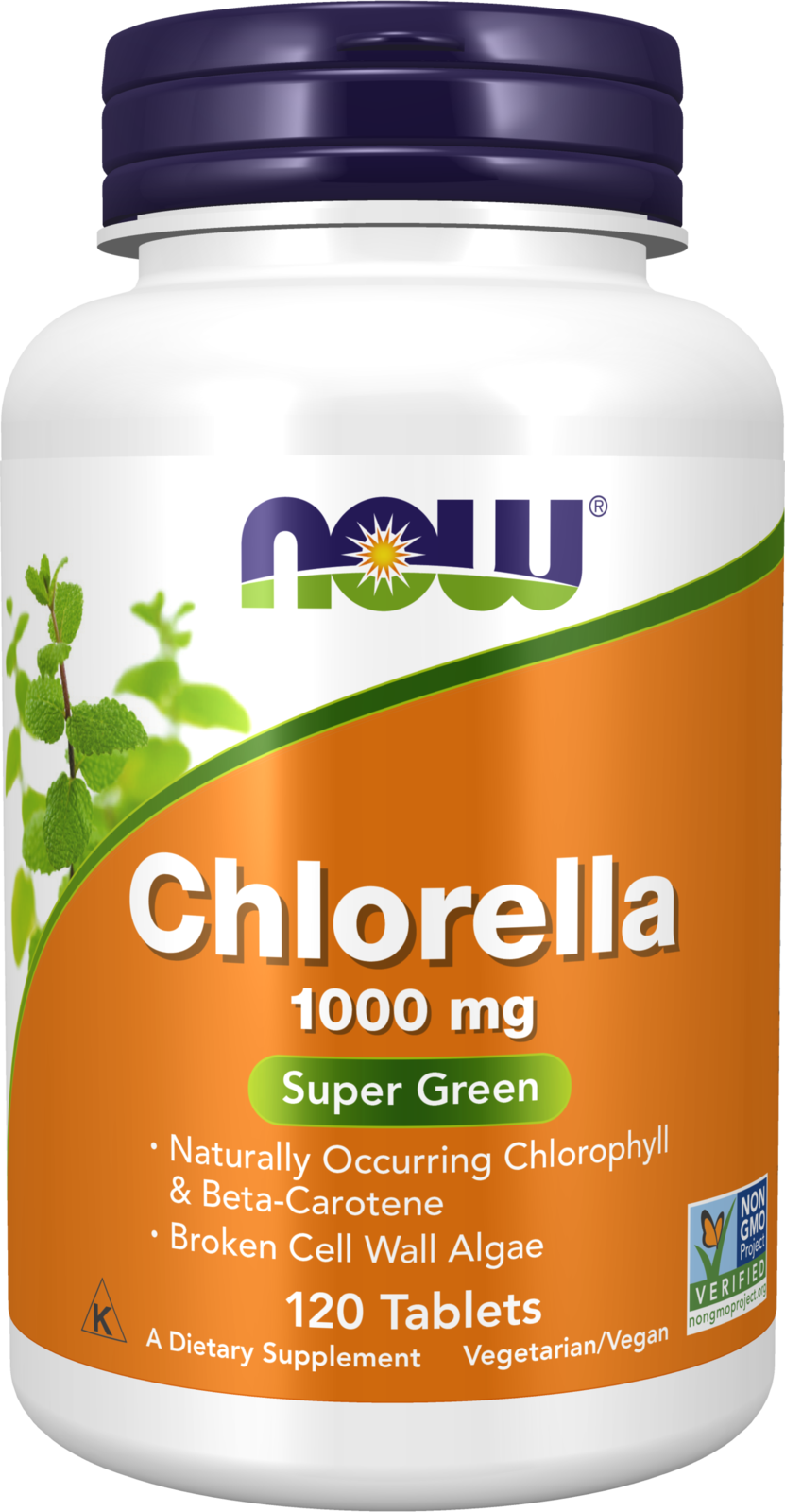NOW Supplements, Chlorella 1,000 mg, Super Green, 120 Tabs — product image