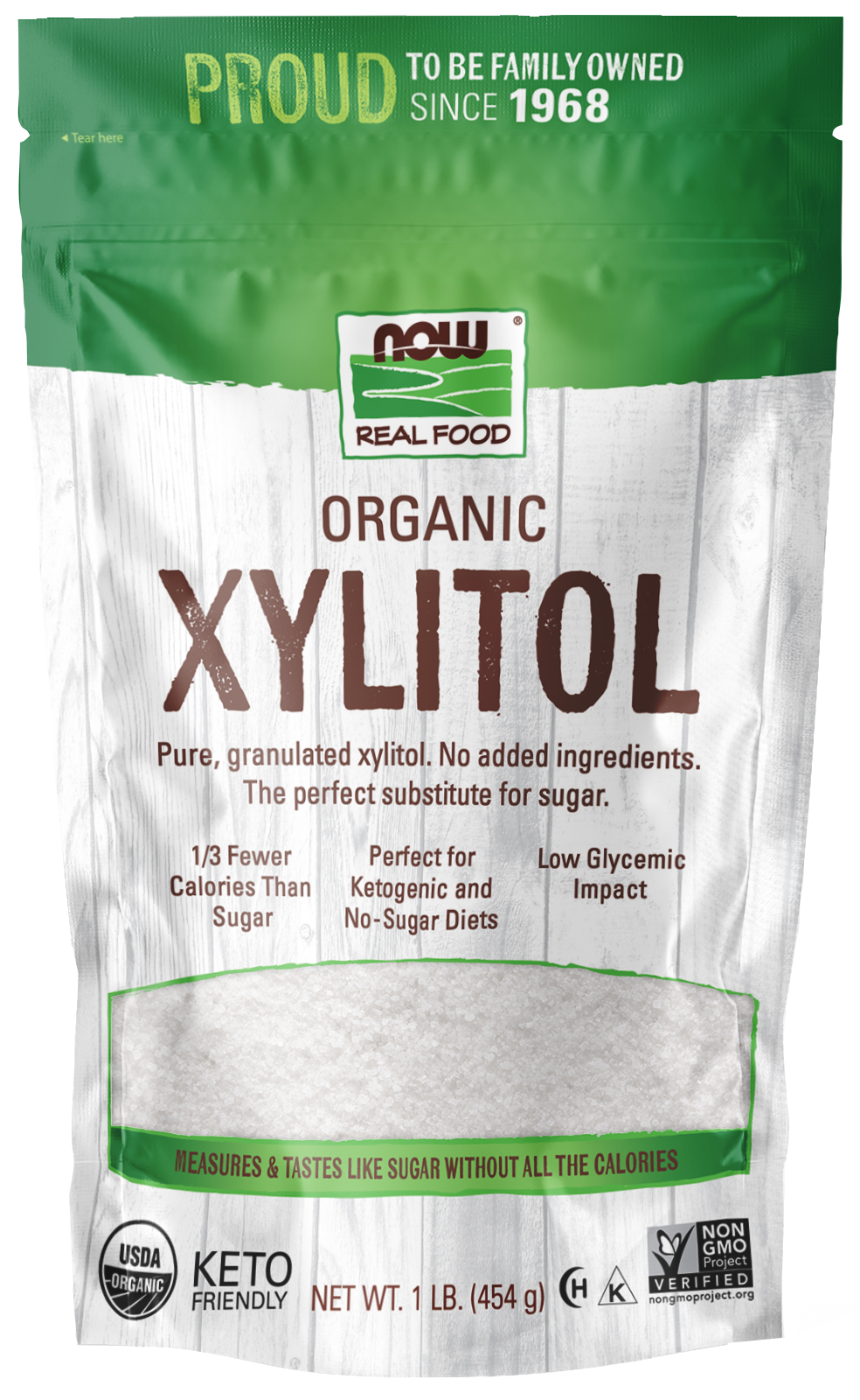 NOW Foods, Organic Xylitol, No Added Ingredients, 1 lb — product image