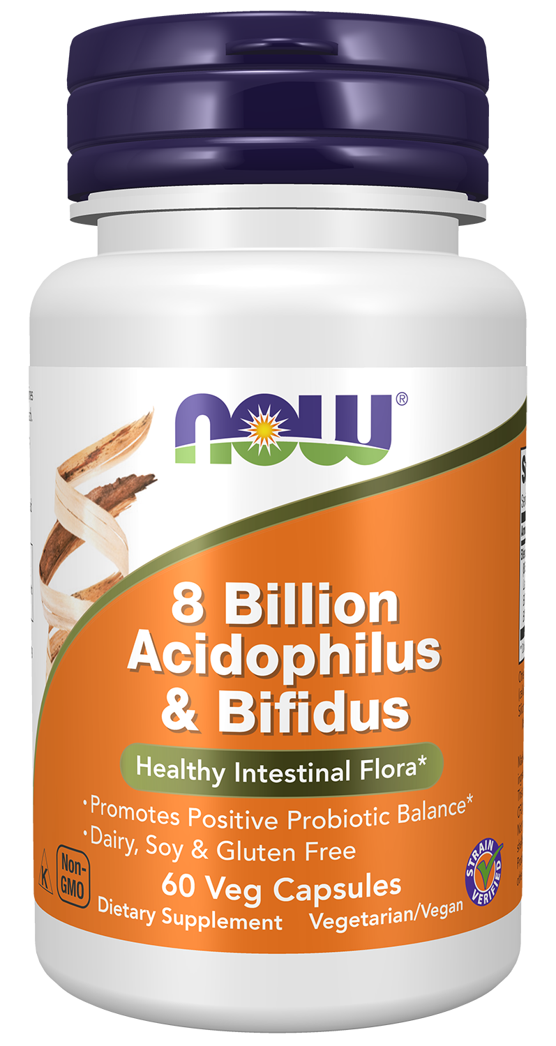 NOW Supplements, 8 Billion Acidophilus & Bifidus, Probiotic, 60 Veg Caps — product image