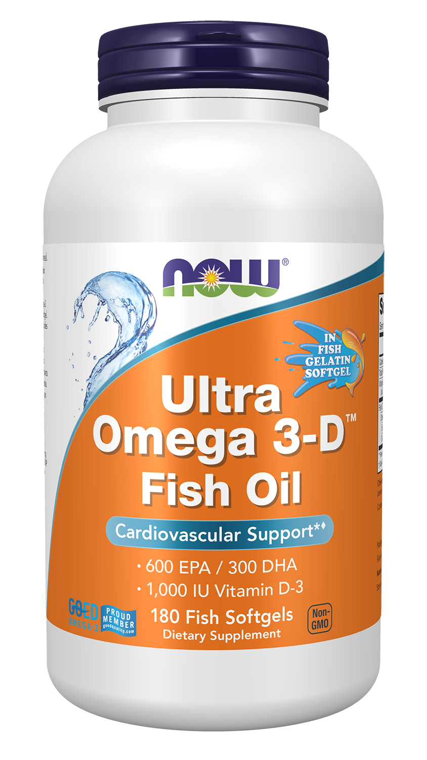 NOW Supplements, Ultra Omega 3-D™, Omega-3 Fish Oil, 180 Softgels — product image
