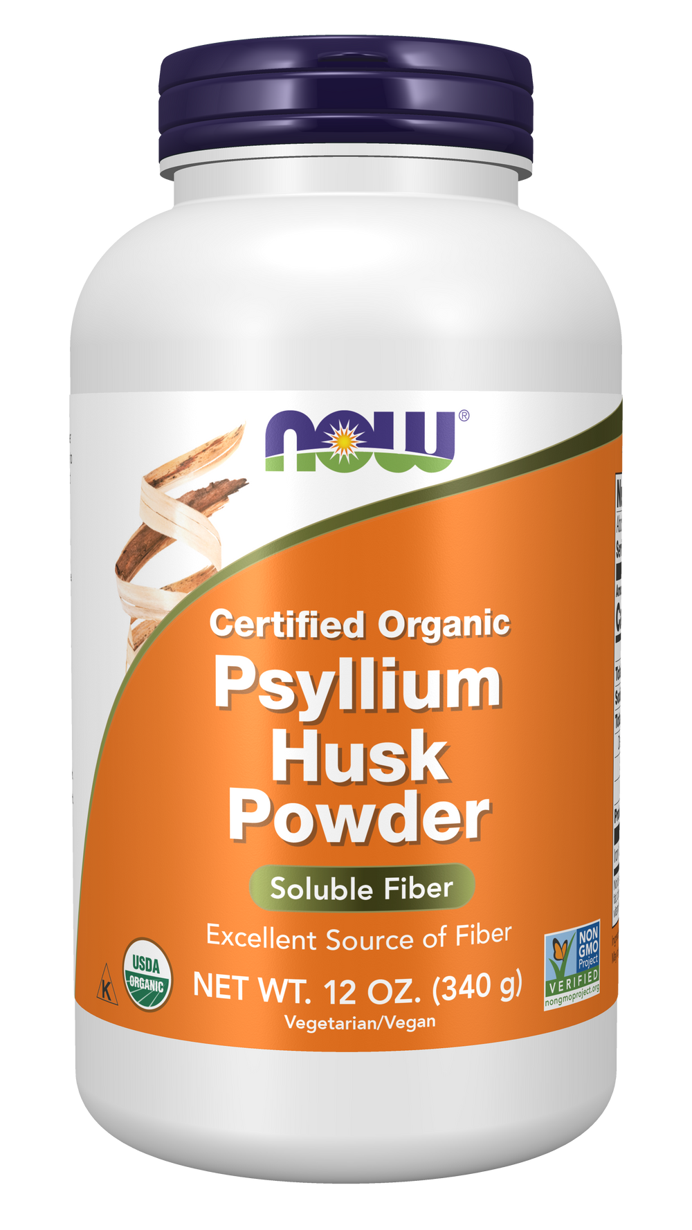 NOW Supplements, Organic Psyllium Husk Powder, Soluble Fiber, 12 oz — product image